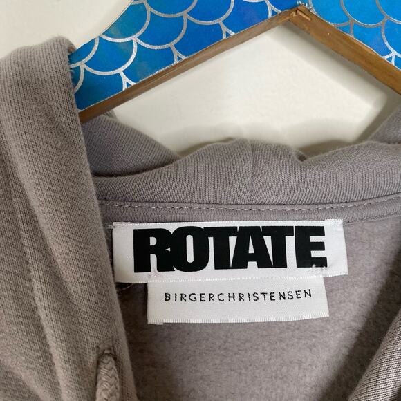 ROTATE BIRGER CHRISTENSEN Sunday Viola Organic Cotton Cropped Hoodie Medium - Picture 9 of 13